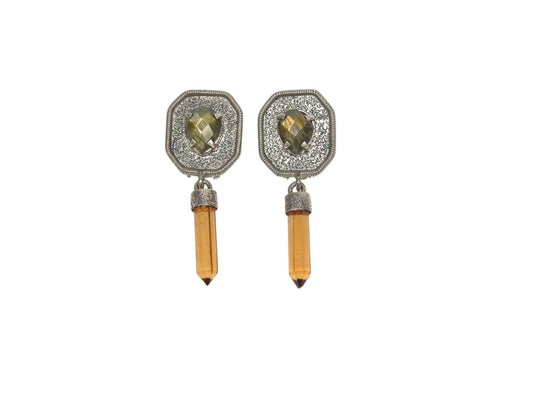 20730 Labradorite and Natural Citrine Sterling Silver Earrings
