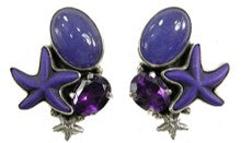 20734 Amethyst, Purple Agate and Howlite on Sterling Silver Earring