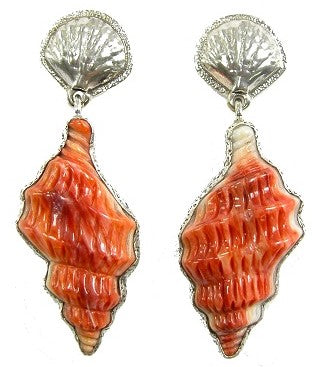 20735 Spiny Oyster Sea Shell Sterling Silver Earring