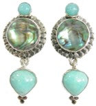 20757 Abalone, Amazonite Sterling Silver Dangle Earrings