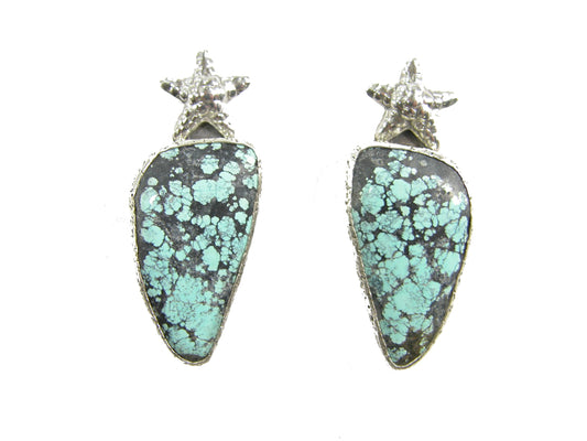 20759 Turquoise Starfish Sterling Silver Earrings