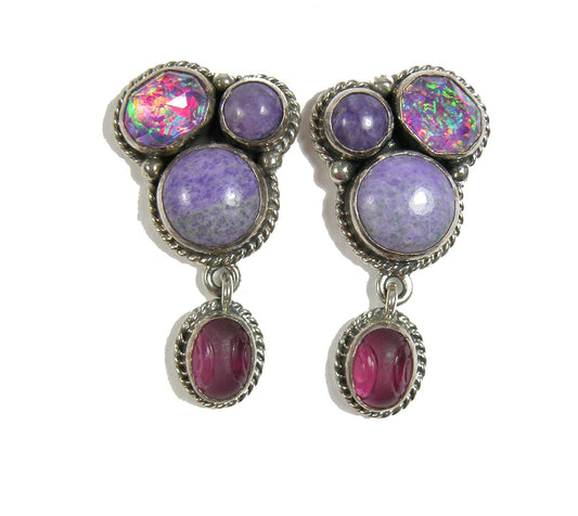 Sugilite Opal Under Quartz Raspberry Quartz Earring