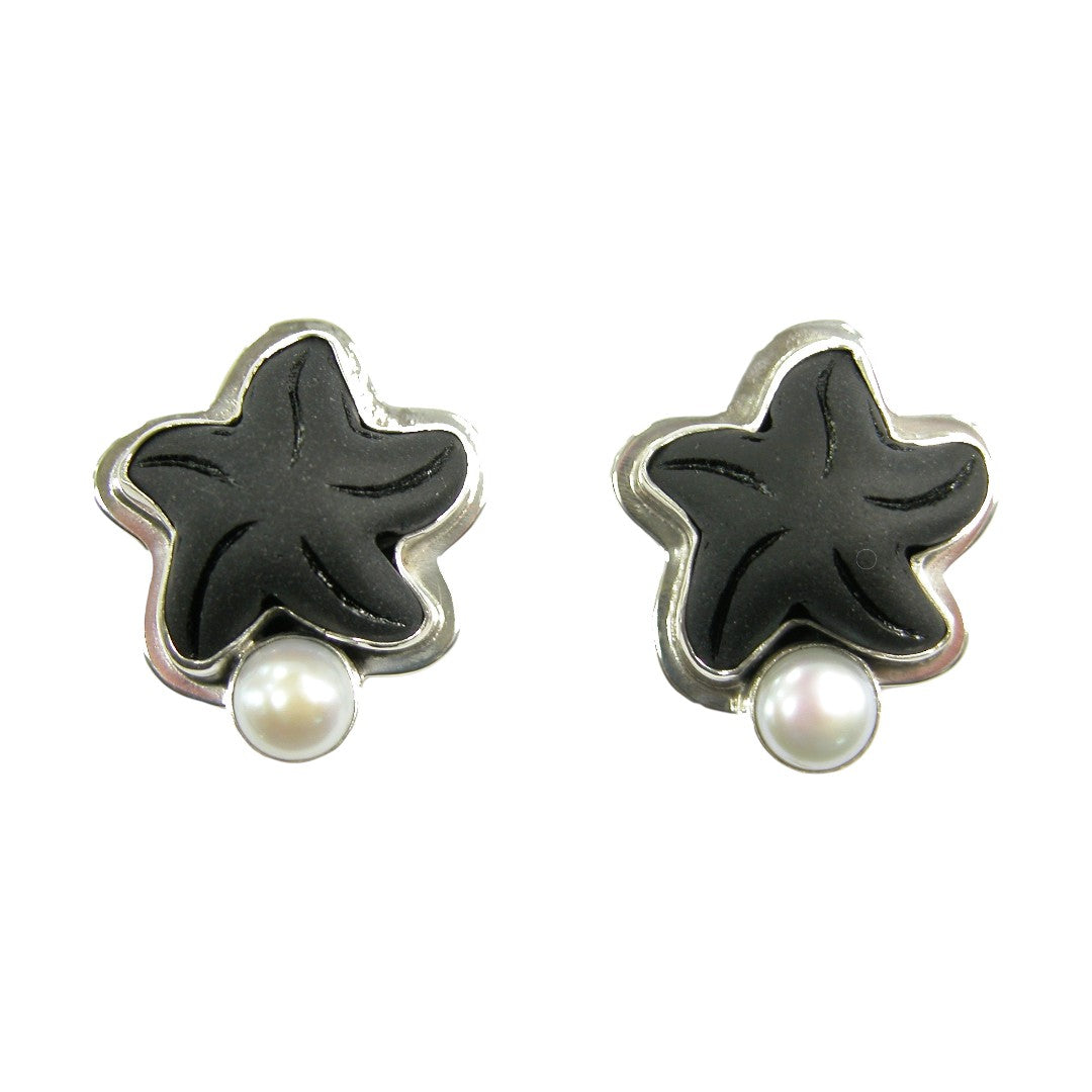 20768 Freshwater Pearl Starfish Sterling Silver Earrings