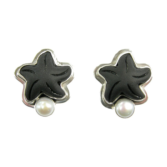 20768 Freshwater Pearl Starfish Sterling Silver Earrings