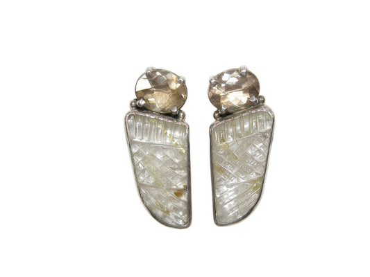 20836 Carved Quartz Sterling Silver Earrings