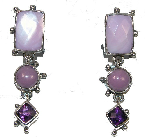 20840 Mother of Pearl Phosphosiderite Sterling Silver Earrings