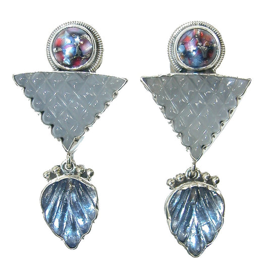 Chalcedony Vintage Glass Sterling Silver Earring