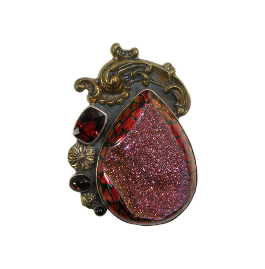 20922 Drusy Pear Sterling Silver Pin and Pendant