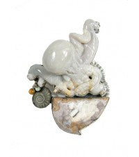 Octopus Carved Opal Aqua Nueva Agate Ammonite Hessonite Blue Topaz Sterling  Silver