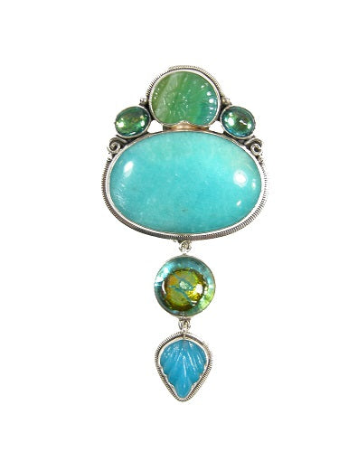 20940 Amazonite Vintage Glass Quartz Sterling Silver