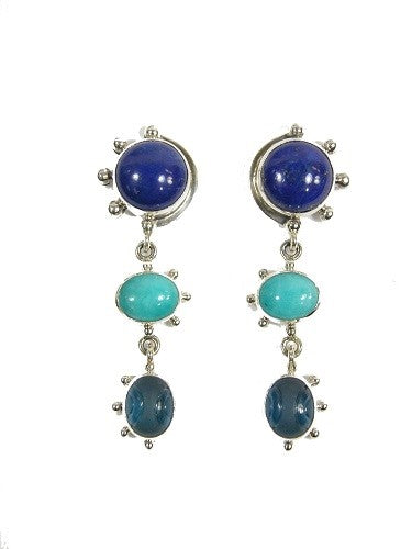 20962 Lapis Amazonite Quartz Sterling Silver Earring