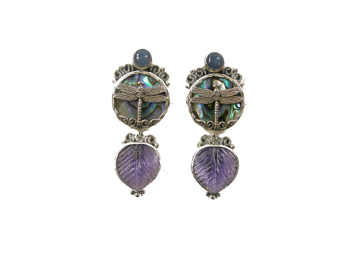 21051 Abalone Dragonfly Sterling Silver Earring