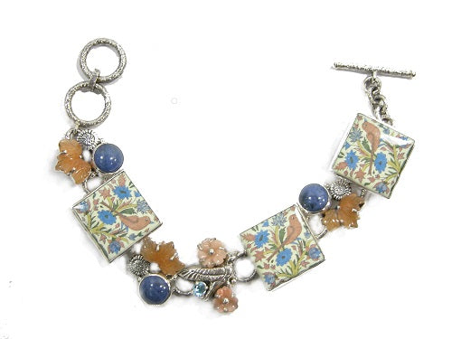21111 Bird Enamel Tile Sterling Silver Bracelet