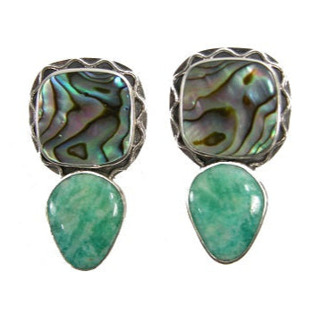21132 Turquoise Abalone Sterling Silver Earrings