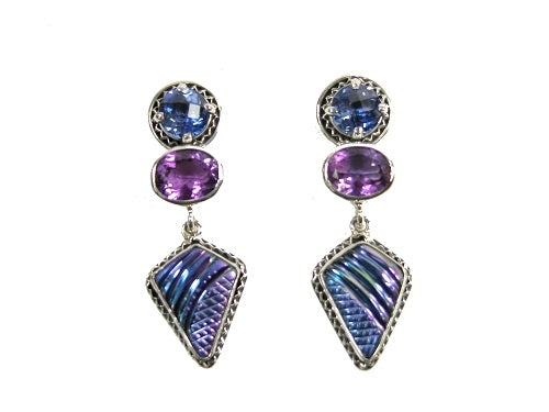 Amethyst Blue Quartz Sterling Silver Earring