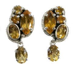 22237 Citrine Cluster Sterling Silver Earrings
