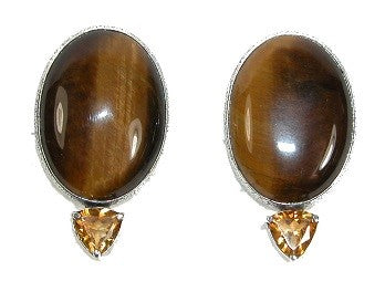22307 Tiger's Eye Citrine Sterling Silver Earring