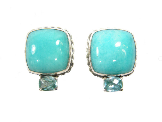 Amazonite, Blue Topaz Sterling Silver Earrings