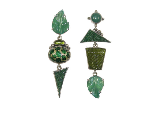 22313 Agate, Peridot, Uvarovite Sterling Silver Earrings