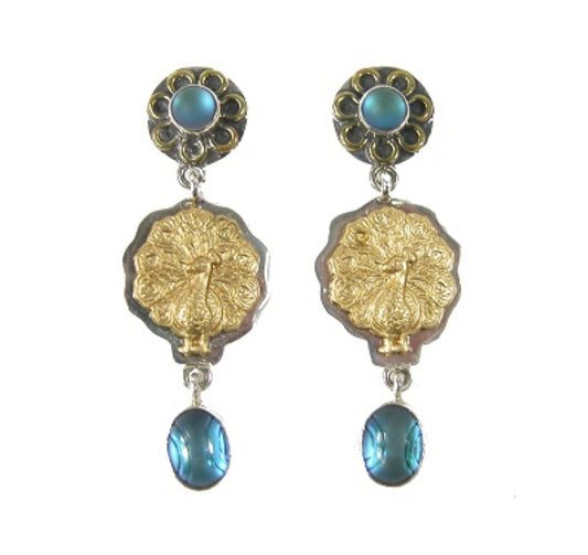 Celestial Quartz Peacock Sterling Silver Dangle Earring