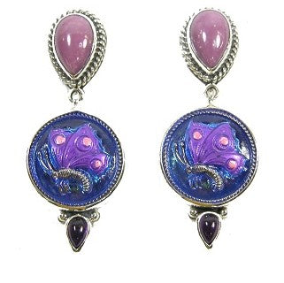22346 Amethyst Czech Glass Butterfly Sterling Silver Earrings