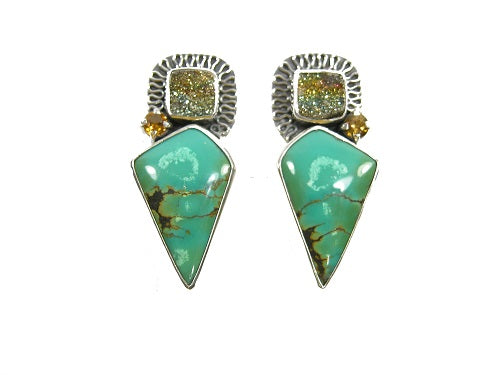 22356 Turquoise Citrine Drusy Sterling Silver Earring