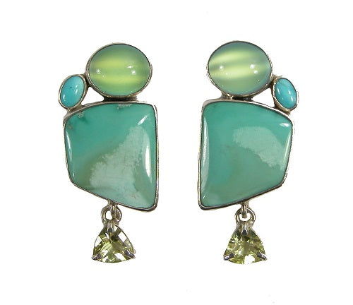 Turquoise Moonstone Sterling Silver Earrings