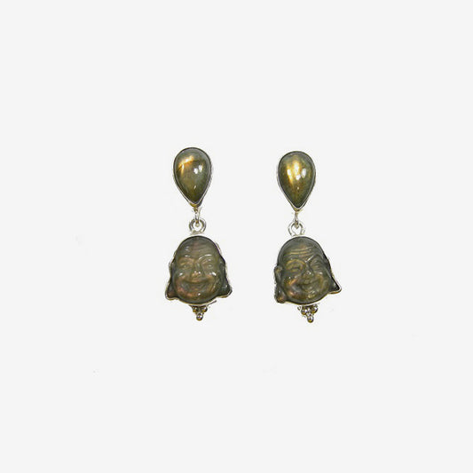 22392 Labradorite Buddha Sterling Silver Earrings