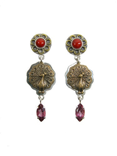 22472 Peacock Coral Sterling Silver Earring