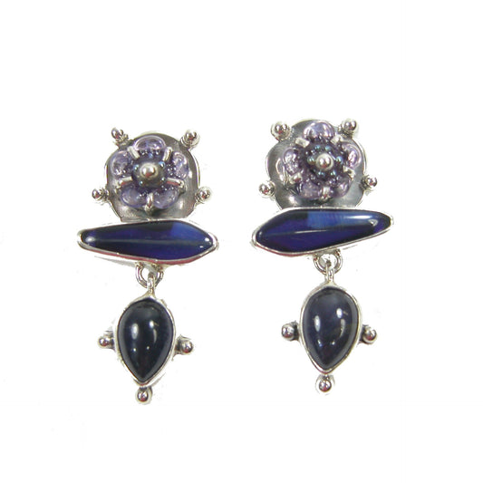 22542 Amethyst Glass Sterling Silver Earrings