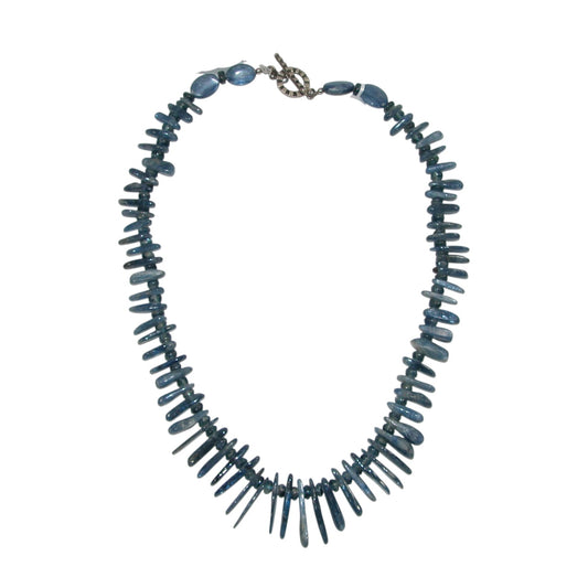 Kyanite Beaded Sterling Silver Necklace