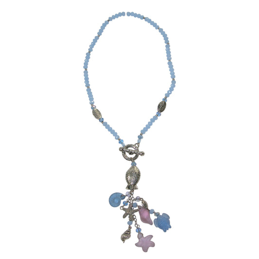 Purple Blue Glass Sea Life Tassel Necklace