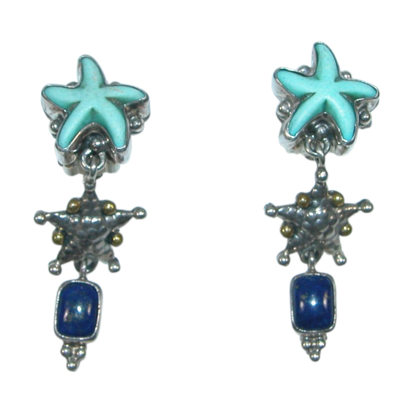 22798 Starfish Blue Lapis Sterling Silver Earrings