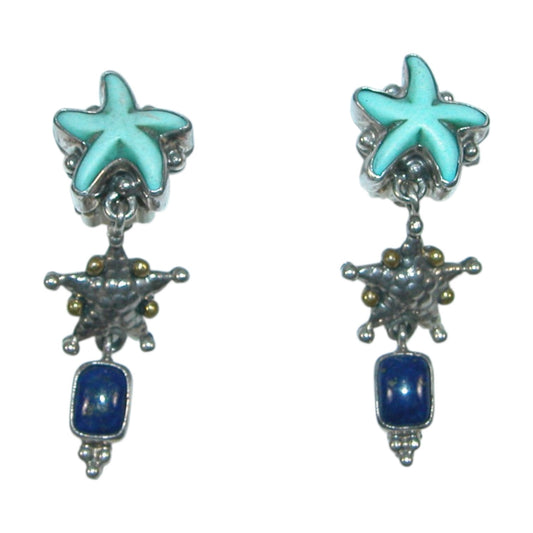 22798 Starfish Blue Lapis Sterling Silver Earrings