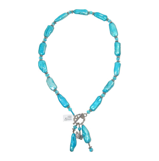 22799 Blue Freshwater Pearl Sterling Silver Necklace