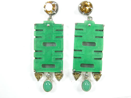 22810 Citrine, Chrysoprase and Quartz Sterling Silver Earrings