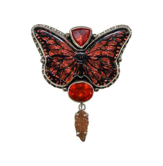 22843A Dichroic Glass, Aventurine, Celestial Quartz, Sterling Silver Pin and Pendant