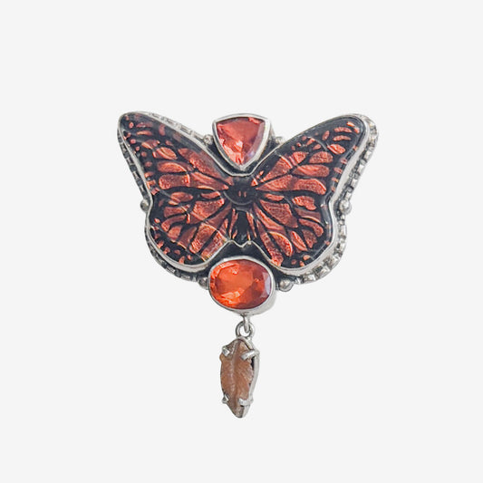 22843A Dichroic Glass, Aventurine, Celestial Quartz Pin / Pendant