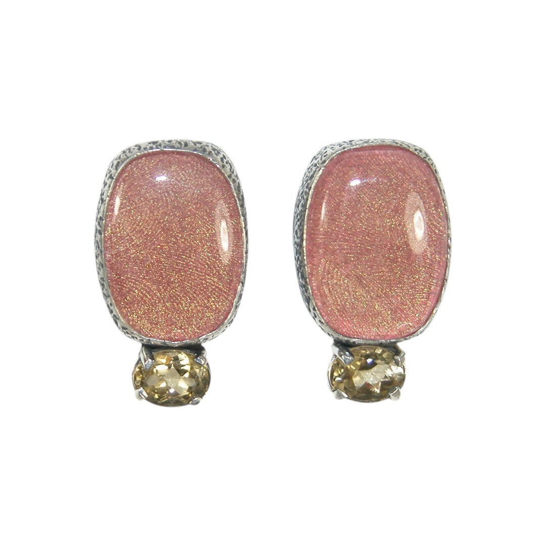 23923 Glass, Citrine Sterling Silver Earrings