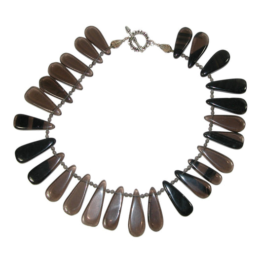 Smokey Quartz Beaded Sterling Silver Necklace