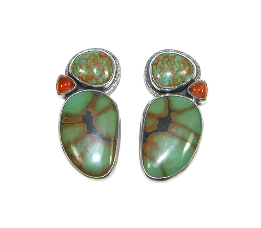 33923 Green Turquoise Sterling Silver Earrings