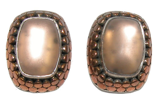27195 Smokey Quartz Cabochon Sterling Silver Stud Earring