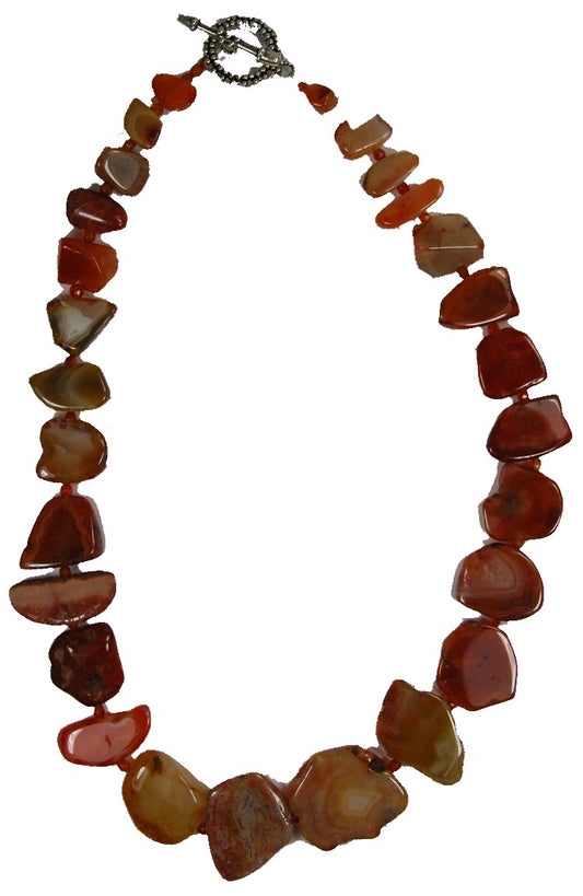 Polished Carnelian Sterling Silver Toggle Necklace