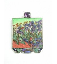 Gemstone Iris Mosaic Amethyst Boulder Opal Sterling Silver Pin Pendant
