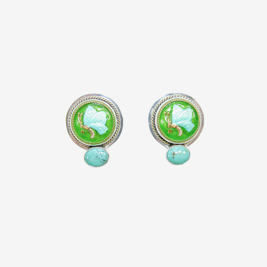 28949 Czech Glass Butterfly, Turquoise Earrings