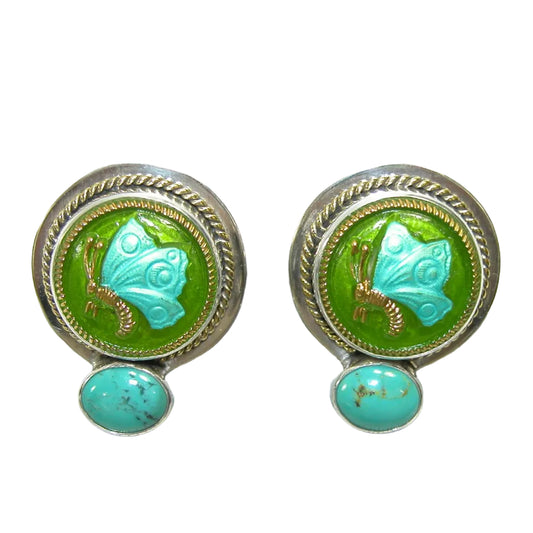 28949 Czech Glass Butterfly, Turquoise Earrings