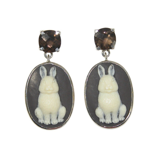 28993 Bunny Cameo Sterling Silver Earrings