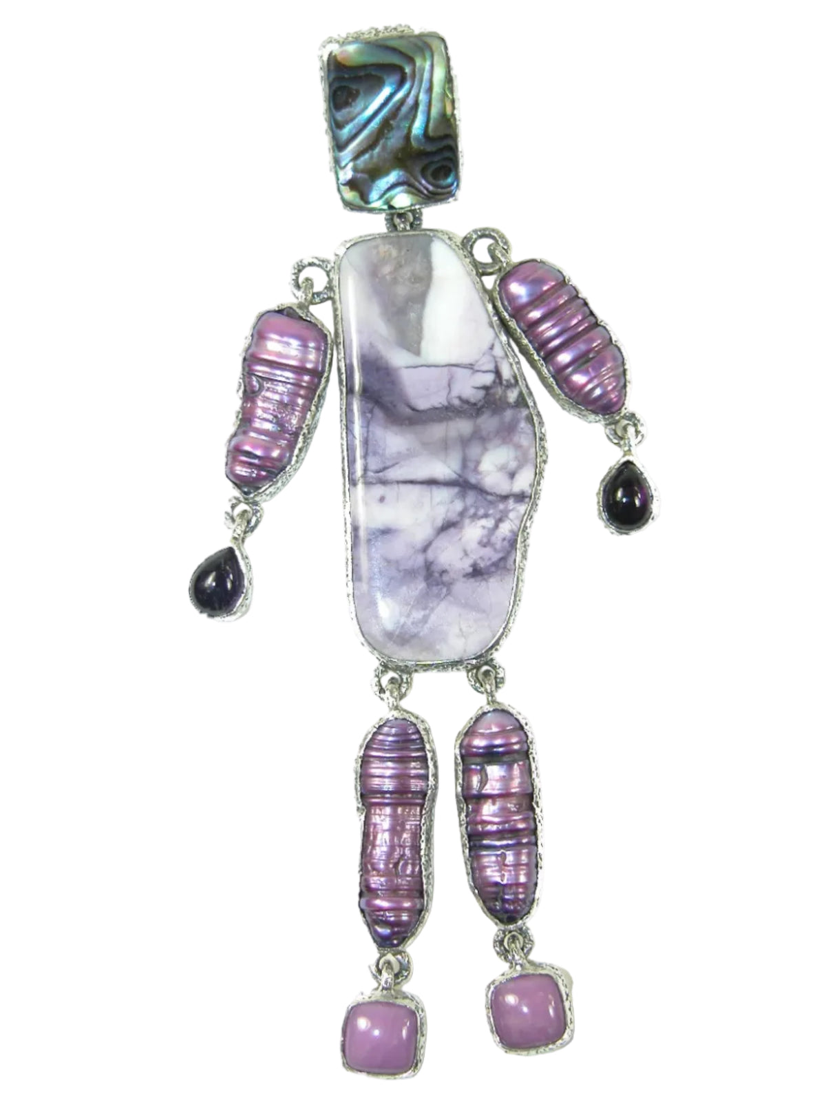 29162 Articulated Gemstone Pendant Figure with Abalone