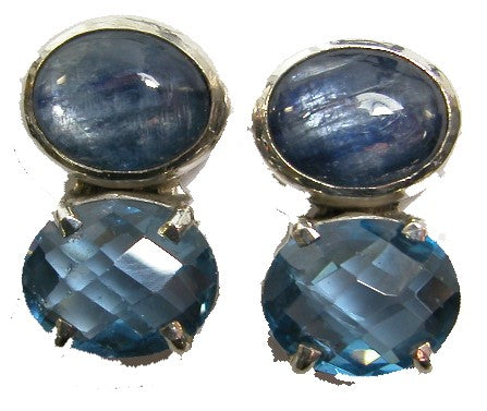 Kyanite Blue Topaz Two Stone Sterling Silver Earring