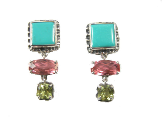 Turquoise Quartz and Lemon Citrine on Sterling Silver Earrings